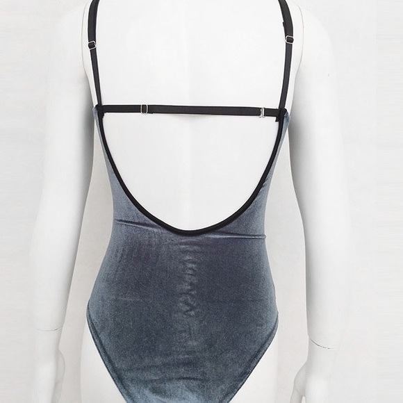 'Meana' Blue Velvet Underwire Bodysuit - Picture 6 of 8